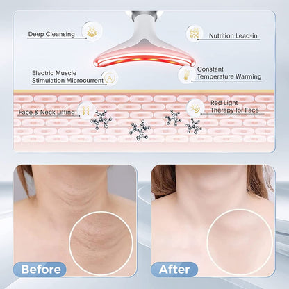 Firming Removal Device for Neck Face, Facial and Neck Massage Kit, Double Chin Reducer Vibration Massager for Skin Care,Improve, Firm, and Smooth, White