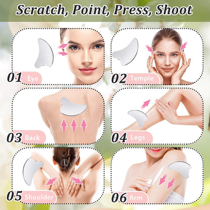Stainless Steel Gua Sha Facial Tools Guasha for Face Metal Gua Sha Tighten Skin Massage Guasha Beauty Tool for Body Eyes Neck Massager with Travel Pouch Skin Care Gifts (Dolphin Style)