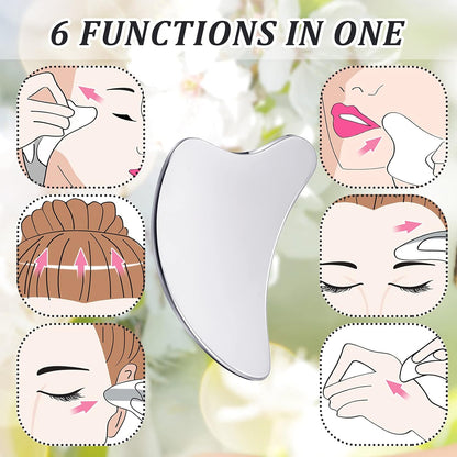 Stainless Steel Gua Sha Facial Tools Guasha for Face Metal Gua Sha Tighten Skin Massage Guasha Beauty Tool for Body Eyes Neck Massager with Travel Pouch Skin Care Gifts (Dolphin Style)