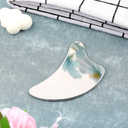 Stainless Steel Gua Sha Facial Tools Guasha for Face Metal Gua Sha Tighten Skin Massage Guasha Beauty Tool for Body Eyes Neck Massager with Travel Pouch Skin Care Gifts (Dolphin Style)