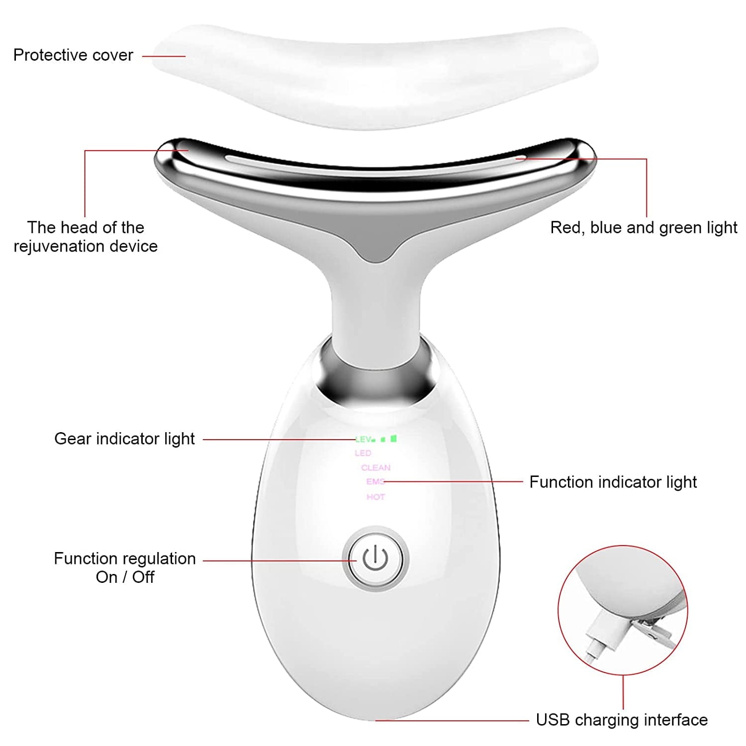 Firming Removal Device for Neck Face, Facial and Neck Massage Kit, Double Chin Reducer Vibration Massager for Skin Care,Improve, Firm, and Smooth, White