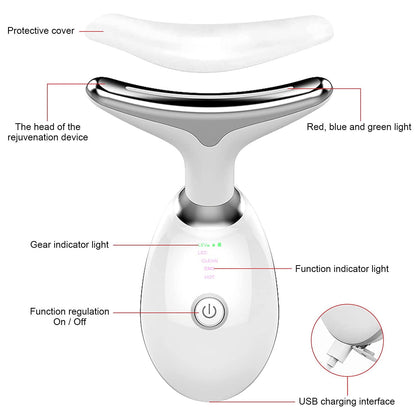 Firming Removal Device for Neck Face, Facial and Neck Massage Kit, Double Chin Reducer Vibration Massager for Skin Care,Improve, Firm, and Smooth, White